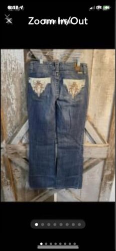 candies blue embroidered bootcut denim jeans size 