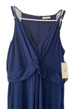 NWT Halston Women's Blue Front Slit Sleeveless Floor Length Party Dress SZ M