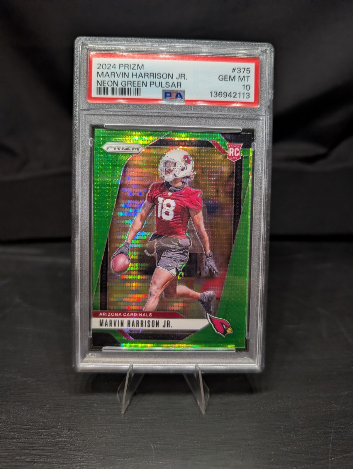 Marvin Harrison Jr. Panini Prizm #375 Neon Green Pulsar