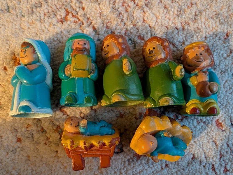 Vintage Kids Christmas Story Nativity Set Antique