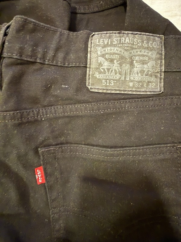 Levis 513 Jeans Mens 32x32 Black Denim Slim Straight Charcoal Stretch 