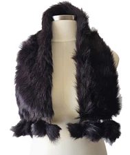 Suzanne Somers Scarf / Wrap  NEW With TAGS Black Faux Fur Pull-Thru Style