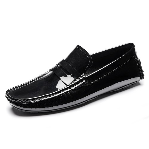 Herren Glänzend Leder Flache Slipper Halbschuh Freizeit Business Fahren Schuhe Frühling Gr. - Bild 2 von 20