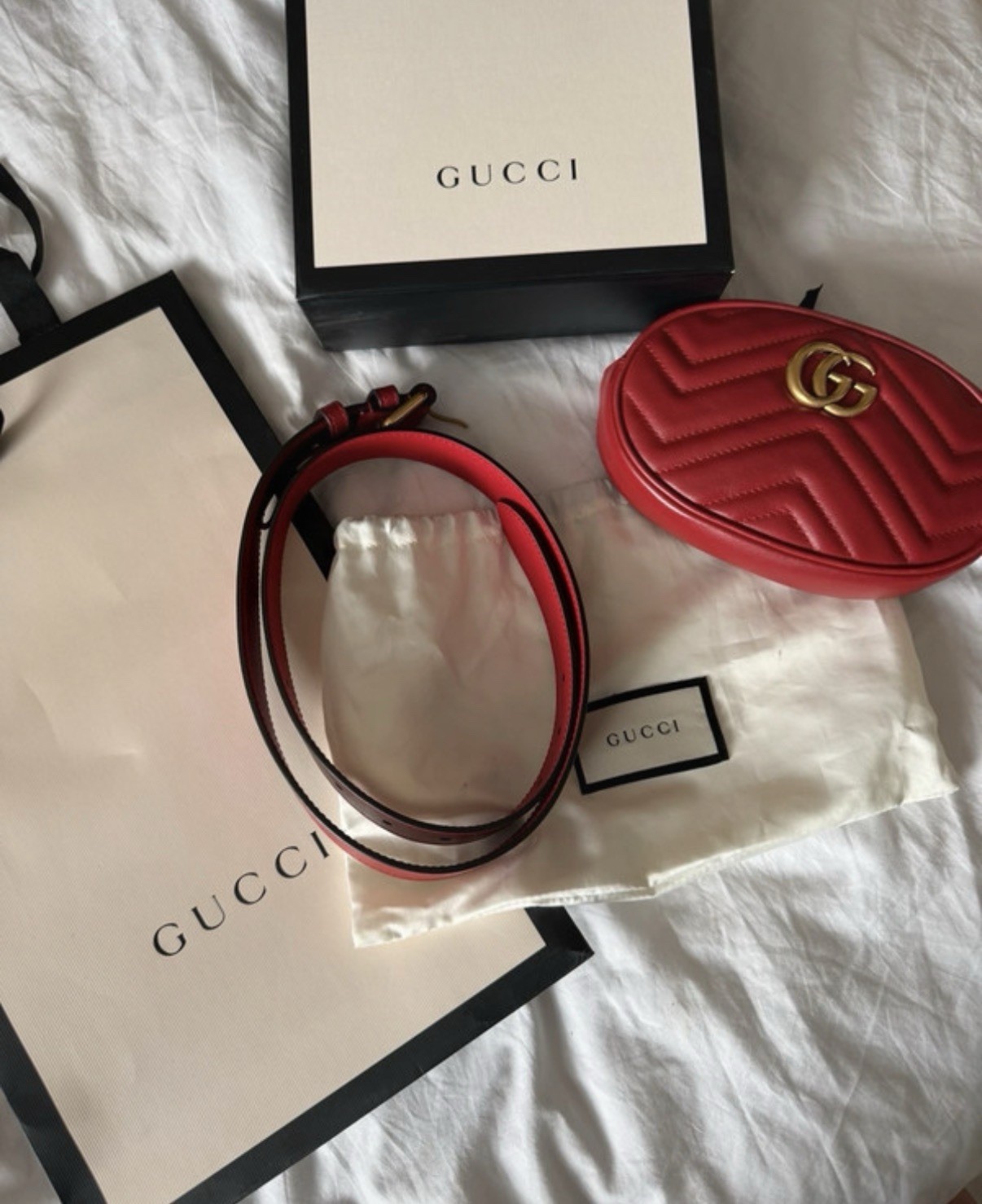 Gucci Marmont Belt Bag Small Red Leather