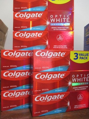 (9 TUBE) Colgate Optic White Advanced Teeth Whitening ICY FRESH 90gEACH EXP:1/24