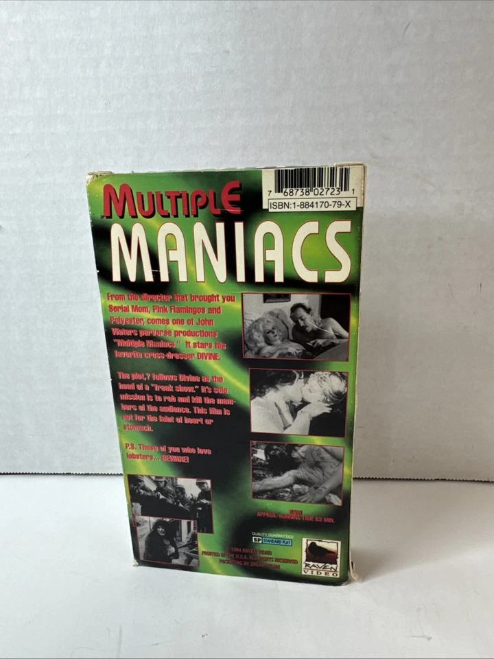 Multiple Maniacs VHS Raven Video John Waters Divine - Image 2 of 3