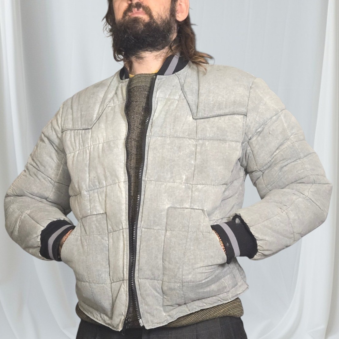 Vintage Miller Mens Puffer Jacket Medium Gray Nylon