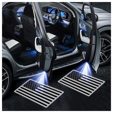 2PCS Car Door Lights Logo Projector,HD Welcome Light LED F, Black Flag