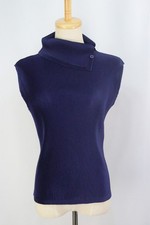 Authentic PLEATS PLEASE Navy Blue High Neck Sleeveless Top 108 0088