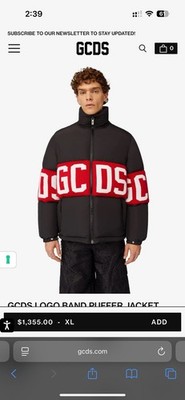GCDS logo Band Puffer Jacket - XL
