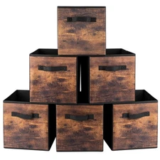 11 Inch Fabric Storage Cubes 6 Pack Foldable Bins with Handle Baskets Box