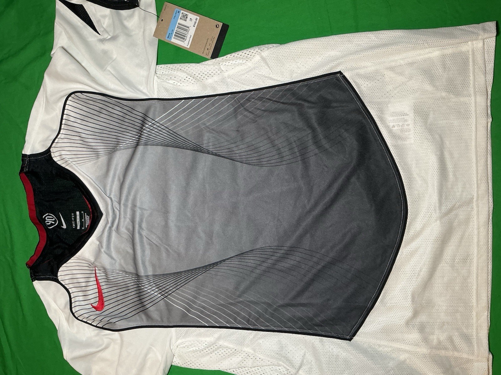 Nike Dri-FIT 90 Soccer Jersey Black White Red M Loose Fit HV1178-133