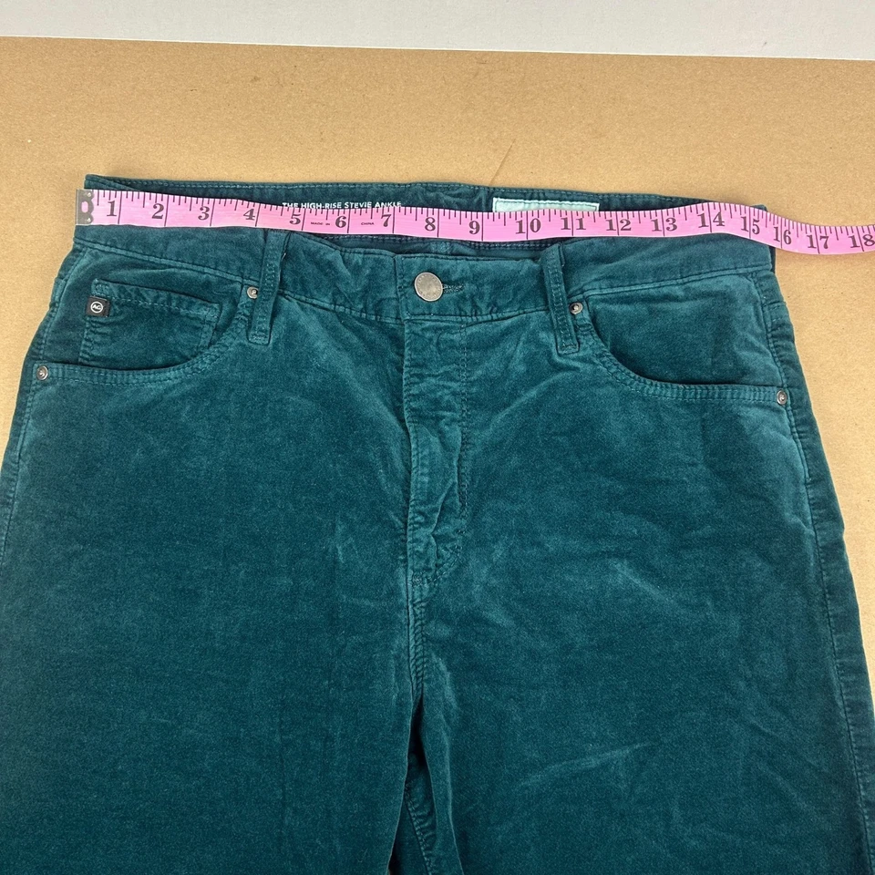 Pantalones de terciopelo AG Anthropologie The Stevie tiro alto al tobillo para mujer 31 verdes Foto 4 de 4