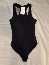 Women  s Black Racerback Bodysuit Size Small NWT