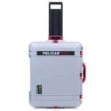 Silver  Red Pelican 1637 Air case No Foam. With wheels.
