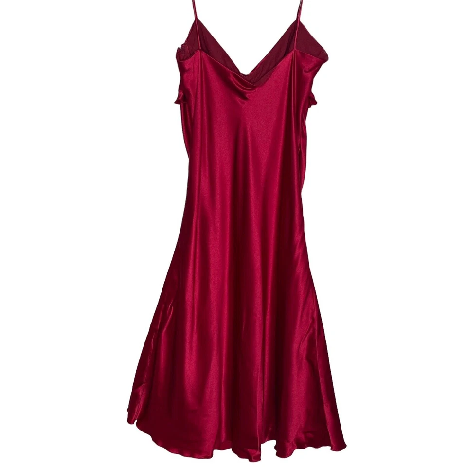 Dina Bar-El 100% Silk Red Ruffled Dress A-line Spaghetti Strap Side Zip Medium - Image 3 of 4