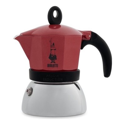 Kaffeemaschine Bialetti, Modell 0006944 Moka Induktion, Chrom E Rot, für Caffè