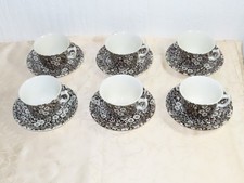 12 Pièces Calico Royal Crownford Staffordshire Angleterre Tasses + Soucoupes !