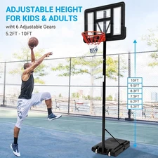 Portable Basketball Hoop 5.2-10FT Adjustable Basketball Goal System Teen Adult