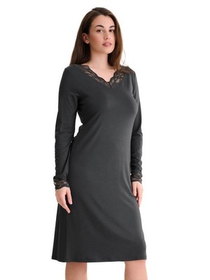 Lisca Damen Nachthemd, langarm, 95 cm Ruth Gr. S-XXL in zwei Farben