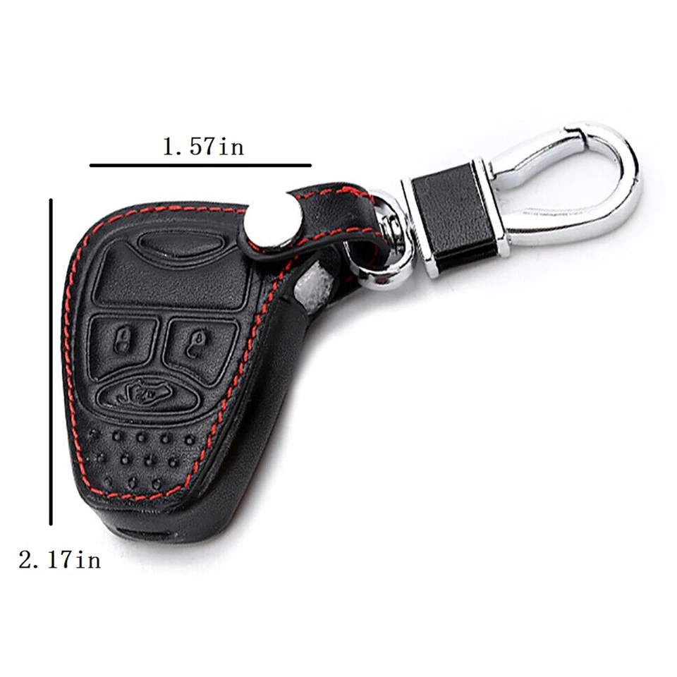 Se adapta a Jeep Wrangler 3 botones negro cuero PU remoto llave bolsa soporte funda Foto 2 de 4