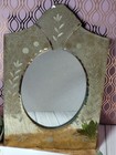Vtg Venitian Style Glass Accent Mirror Hand Etched Glass Vintage Antique