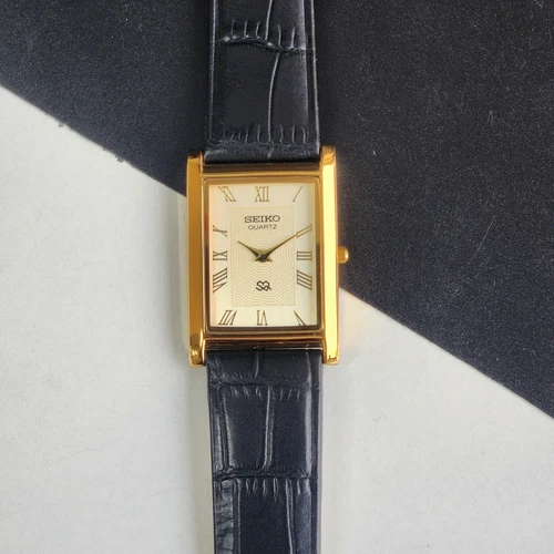 Vintage Seiko Slim Quartz Gold Face Gentlemen's Wrist Watch - FREE SHIPPING