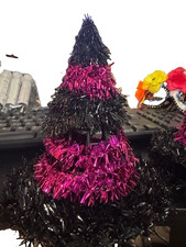 Tinsel Witch Hat Halloween Decoration
