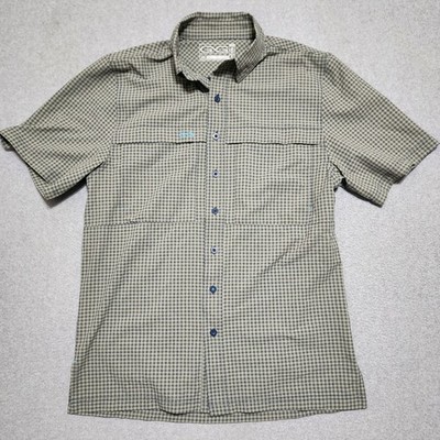 GameGuard Shirt Mens Medium Gingham Button Up Short Sleeve Vented Fishing 1031
