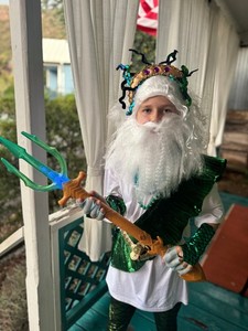 Boy Child Poseidon Neptune Costume Halloween Sz 10Y Merman