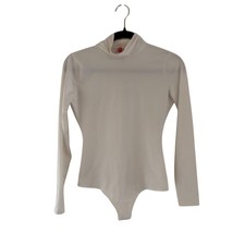 Spanx Suit Your Fancy Long Sleeve Mock Neck Bodysuit White Small