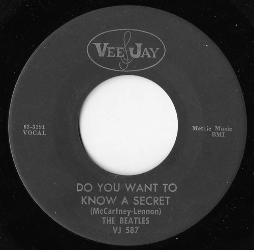 The Beatles Do You Want To Know A Secret Vee-Jay Records Oval Silver Print 45