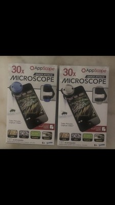 2-App Scope 30x Microscopes  Easy Attach For Smartphones And Tablets
