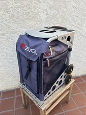 ZUCA Navy Blue Rolling Sport Handle Bag With Grey Frame Wheels Roller Cart