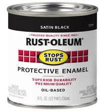 Rust-Oleum Protective Enamel Paint 8oz Satin Black Indoor Outdoor