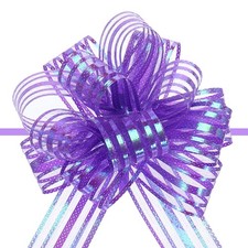 15pcs 6" Large Organza Pull Bow Chiffon Gift Wrapping Bows Ribbon Purple