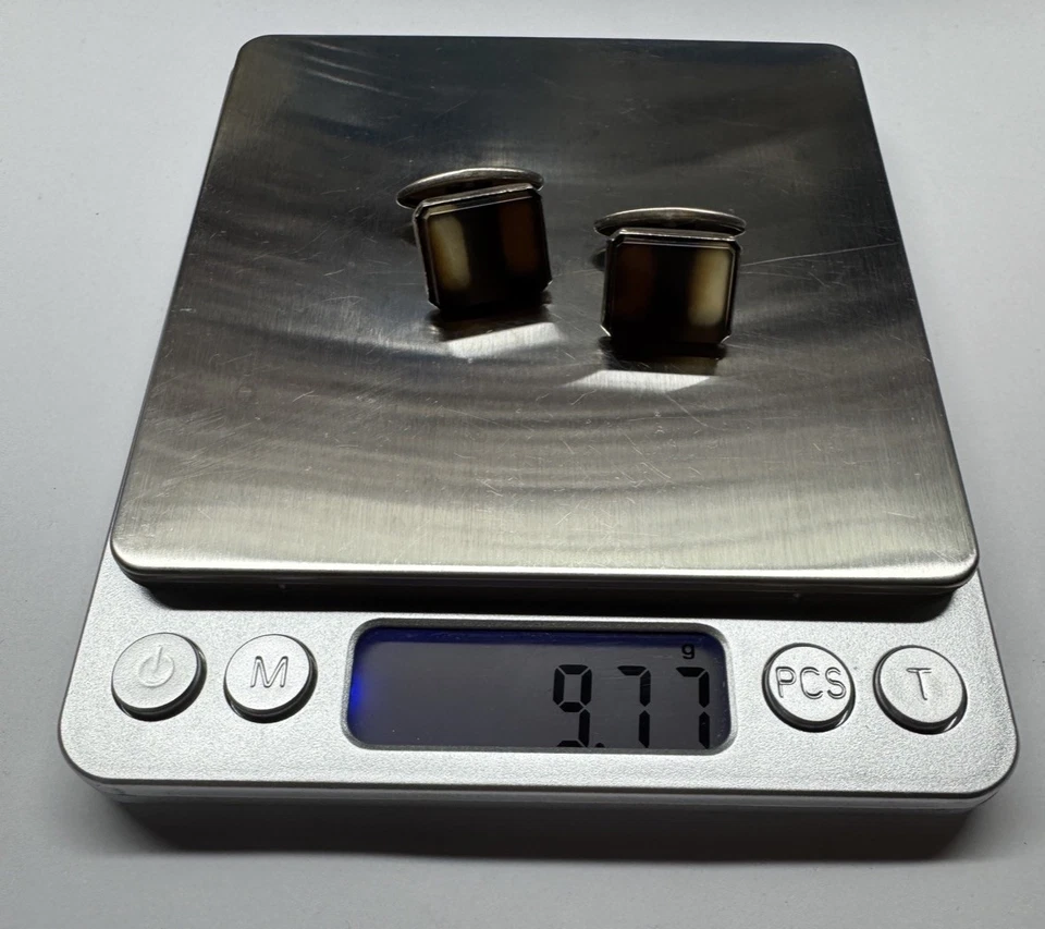 Gemelos soviéticos vintage de plata 875 con piedra de ágata marrón joyería natural de la URSS Foto 2 de 4