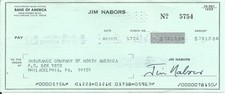 JIM NABORS GOMER PYLE VINTAGE 1975 SIGNED CHECK TO BANK (ANDY GRIFFITH)