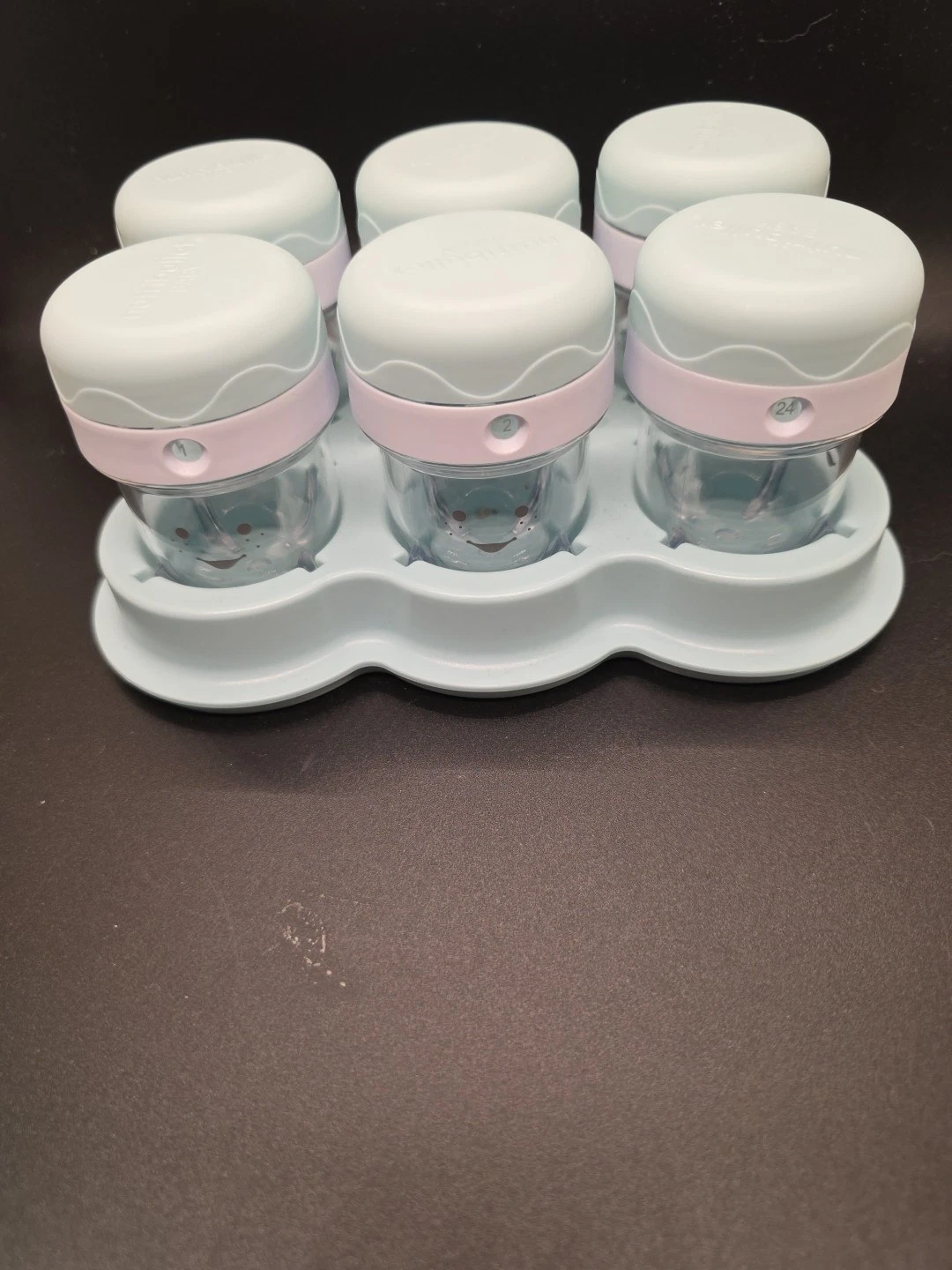 Nutribullet Baby Food Storage 6 Cups w/ Base Lot Replacement Containers 3 Oz EUC