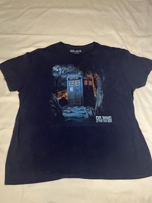 Dr Who And The Daleks Tardis T Shirt Adult 2XL Blue Short Sleeve Graphic Print