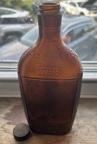 Vintage 1962 Brand 1788 Whiskey W/ Cap C. Armstrong 1 Pint Amber Bottle - Picture 6 of 10