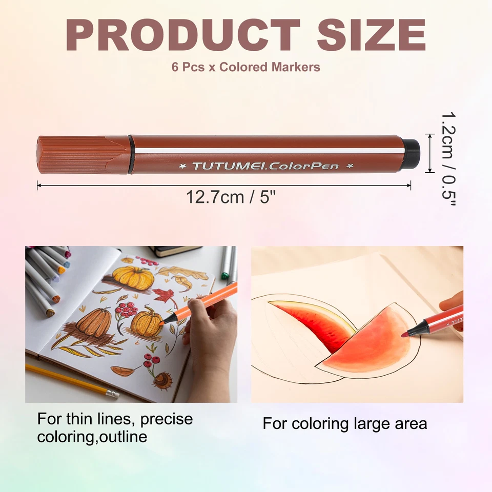 Marcadores de colores, marrón oscuro paquete de 6 marcadores de color lavables bolígrafos de acuarela Foto 2 de 4