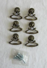Small Vintage Ornate Brass Drawer Drops Pulls Handles - LOT of 6