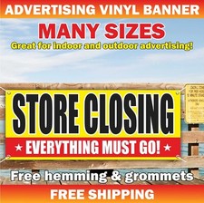 STORE CLOSING EVERYTHING MUST GO Advertising Banner Vinyl Sign Sale Discount