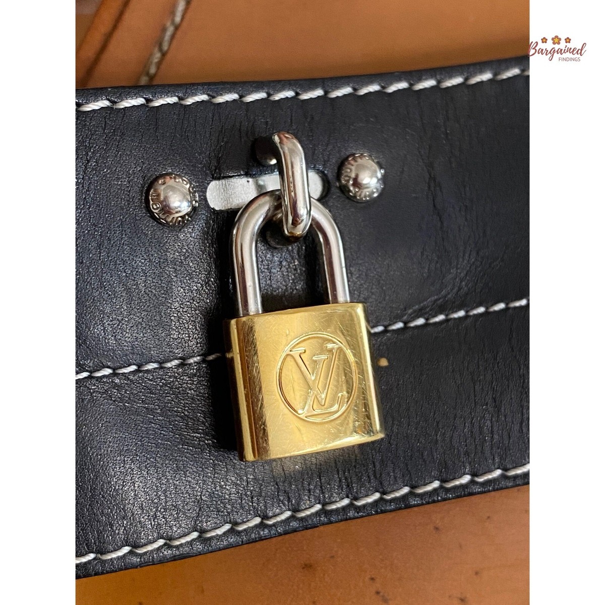 Authentic Louis Vuitton Black Brown Leather Lock It Flat Slides