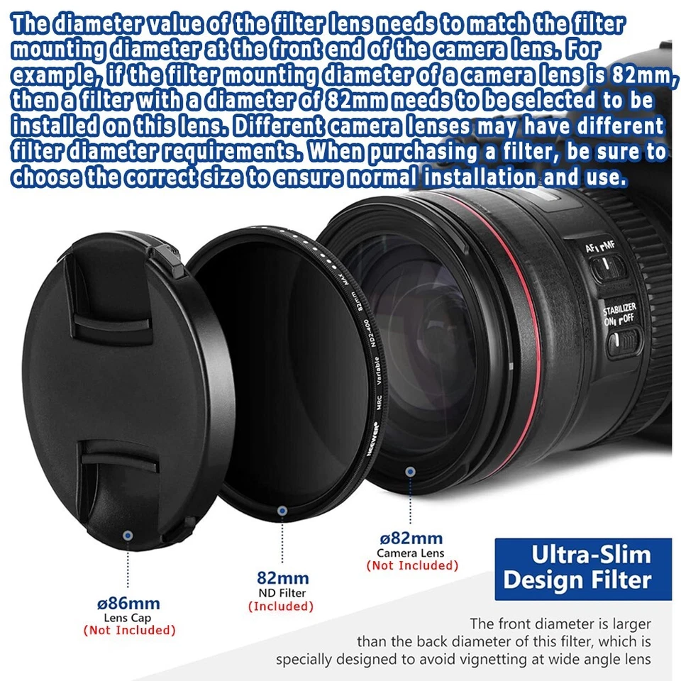 New Concept 37-95mm ND2-ND400 Variable Neutral Density Adjustable ND Lens Filter - Image 2 of 4