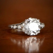Antique Vintage Style Cushion  Round Cut 3.86CT Cubic Zirconia Engagement Ring