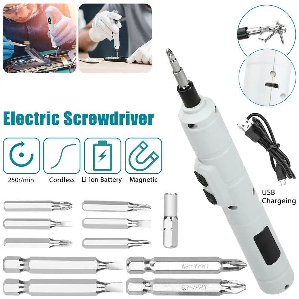 12 in Mini Cordless Drill Electric Screwdriver Drill Driver Bits