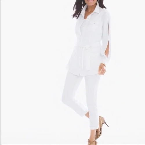 NWT Chico's Size 3 XL 16-18 Alabaster White Cold Shoulder Utility Jacket $99 - Picture 14 of 16