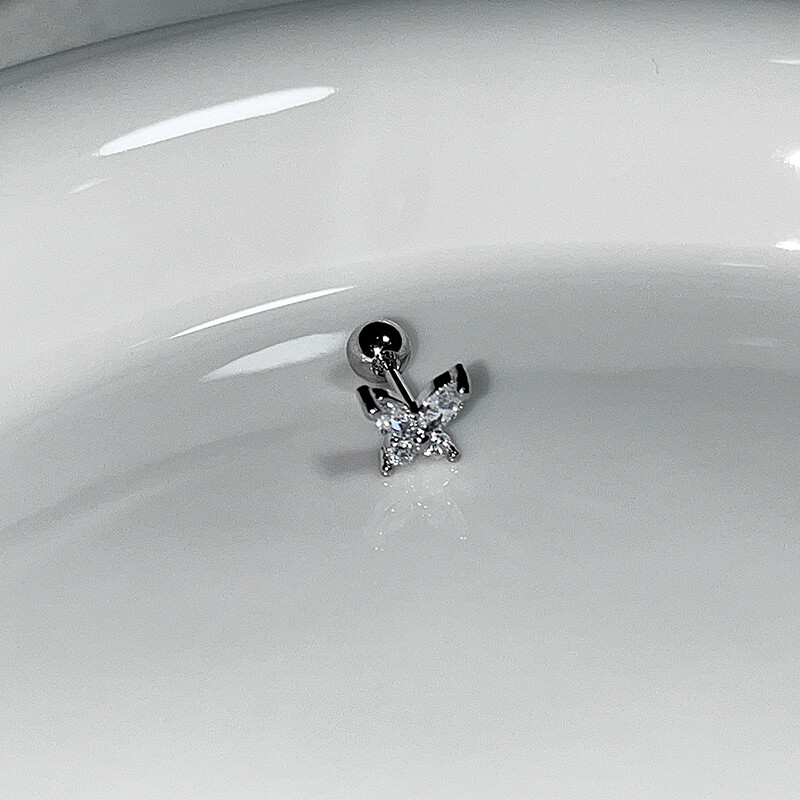 1Pcs Elegant Zircon Butterfly Spiral Stud Earrings for Women  